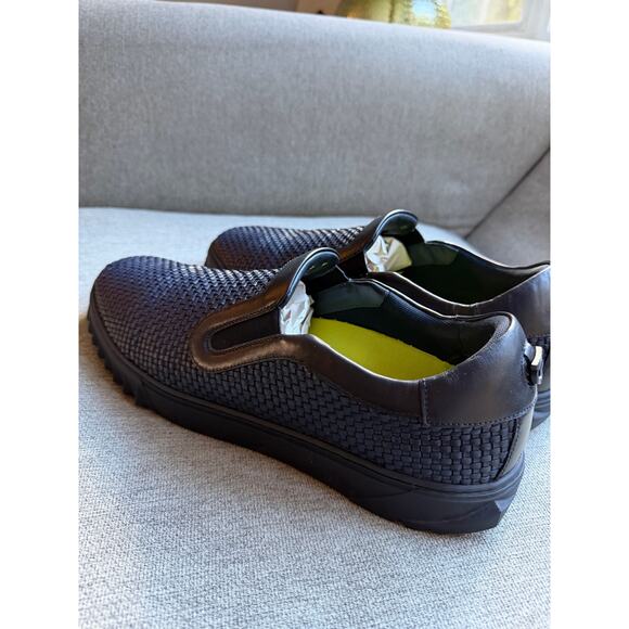 Salvatore Ferragamo Woven Slip on Sneaker Leather Blue Men's Sz 14 Preppy - Picture 4 of 13